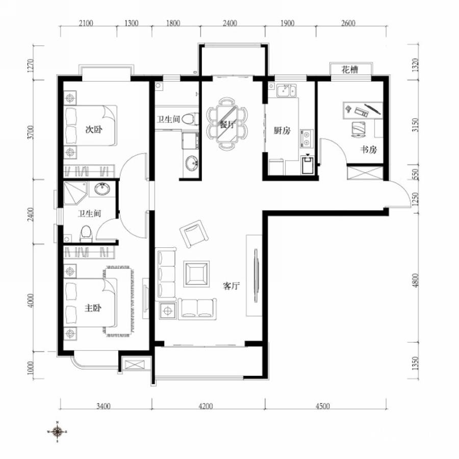 海湾城普通住宅130.1㎡户型图