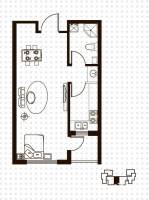 天鸿展视界1室1厅1卫户型图