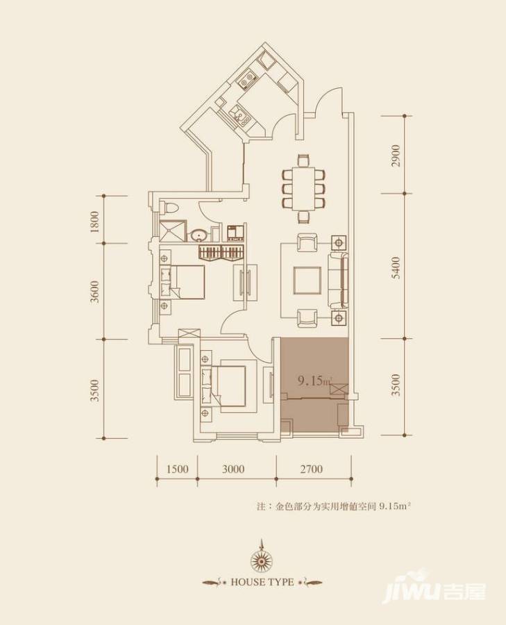 众益万国宫馆2室2厅1卫87㎡户型图