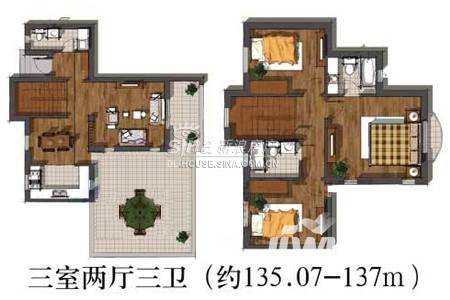 美树日记3室2厅3卫135.1㎡户型图