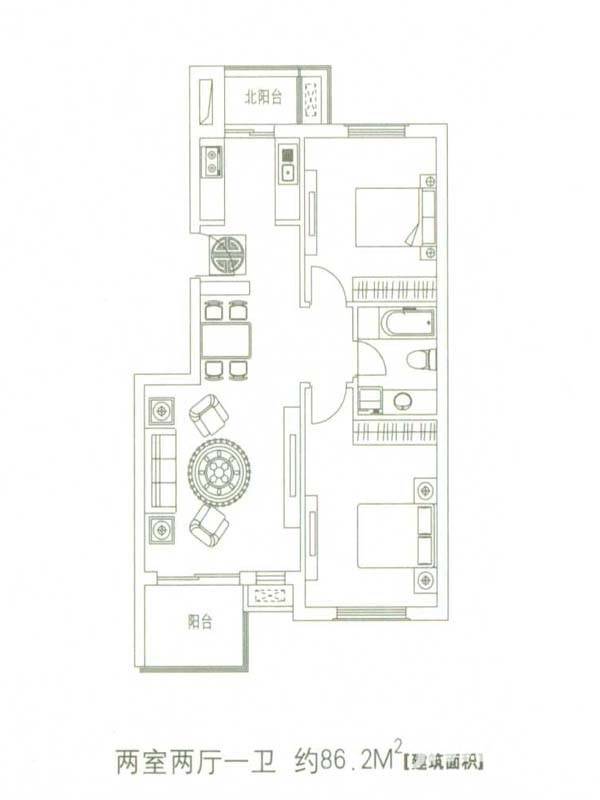 美树日记普通住宅86.2㎡户型图