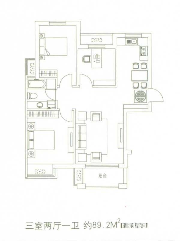 美树日记普通住宅89.2㎡户型图