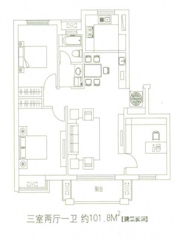 美树日记普通住宅89.2㎡户型图