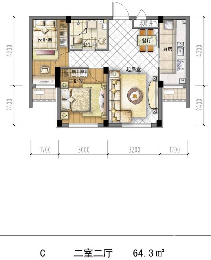 岚山著作普通住宅64.3㎡户型图