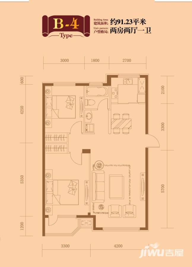 君悦晟景乐家普通住宅91.2㎡户型图