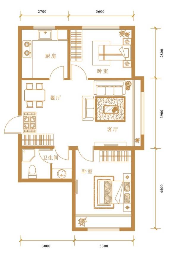 枣园万象普通住宅72㎡户型图