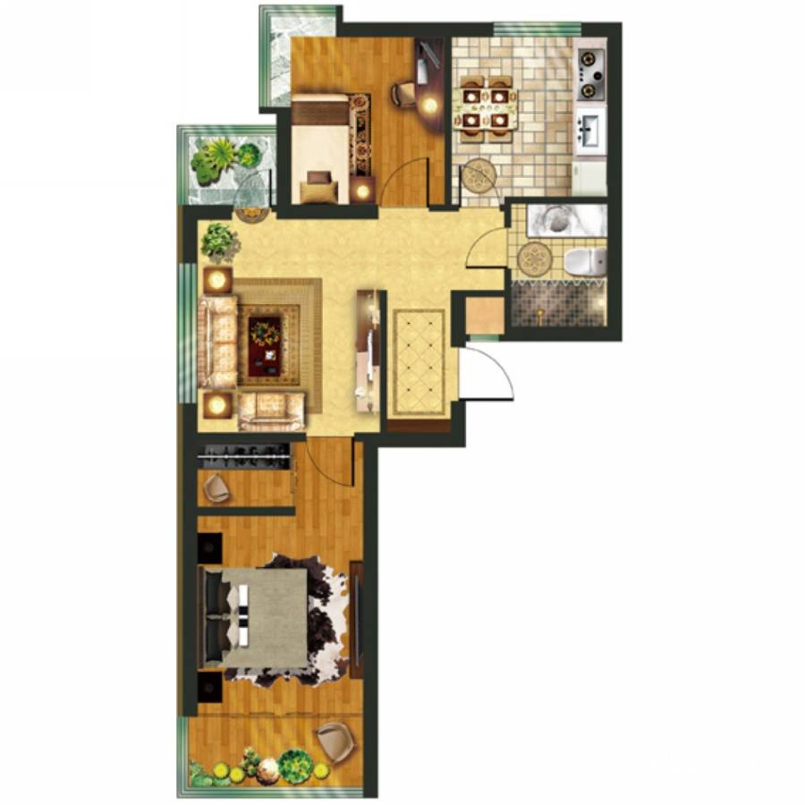 圣地秋实2室1厅1卫82㎡户型图