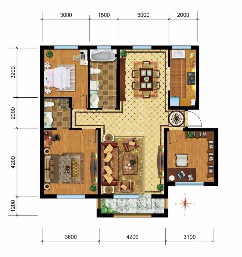 鸿玮澜山二期 和院普通住宅120㎡户型图