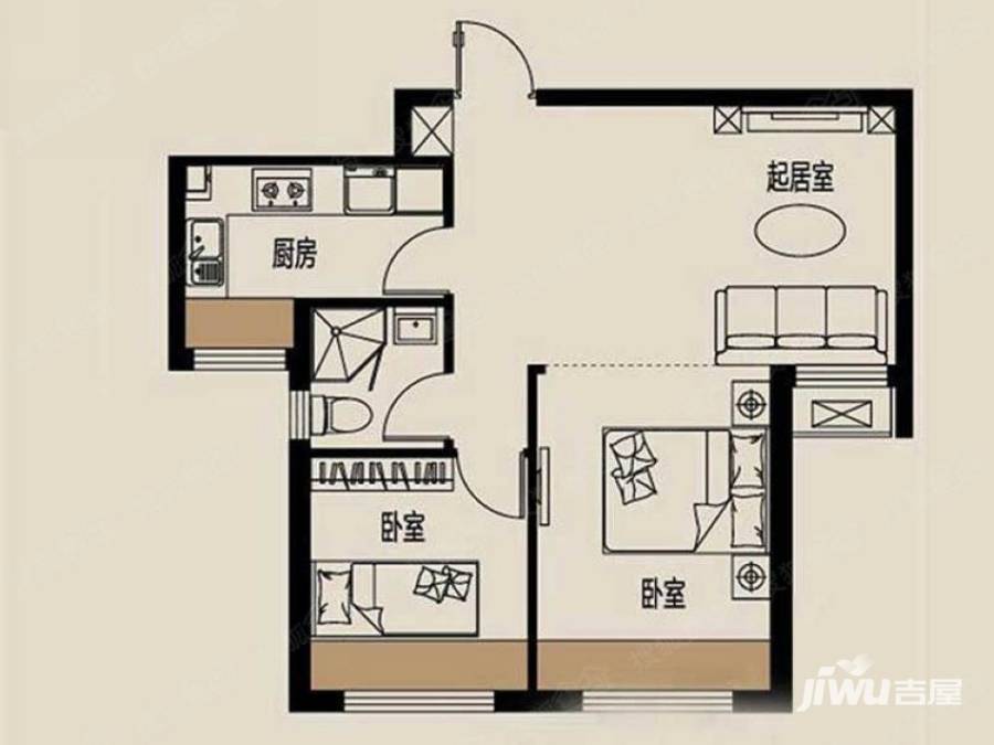 金宸联郡2室1厅1卫61㎡户型图