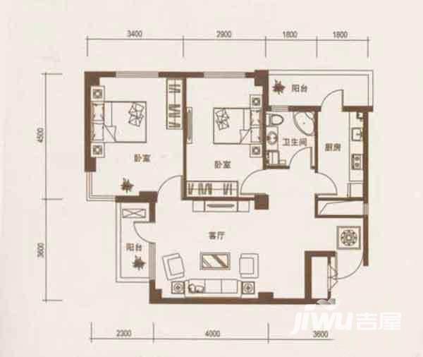 中信润泽园普通住宅86㎡户型图