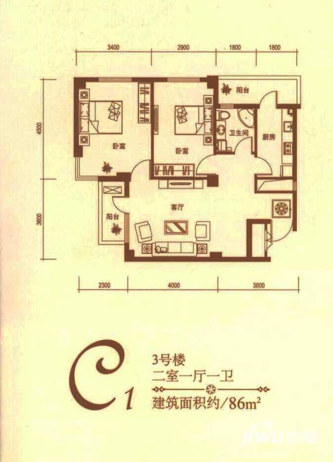 中信润泽园普通住宅86㎡户型图