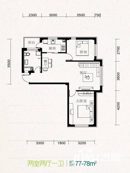 学府尚居普通住宅78㎡户型图