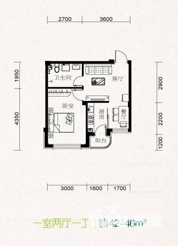 学府尚居普通住宅46㎡户型图