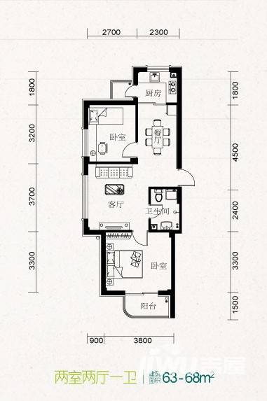 学府尚居普通住宅68㎡户型图