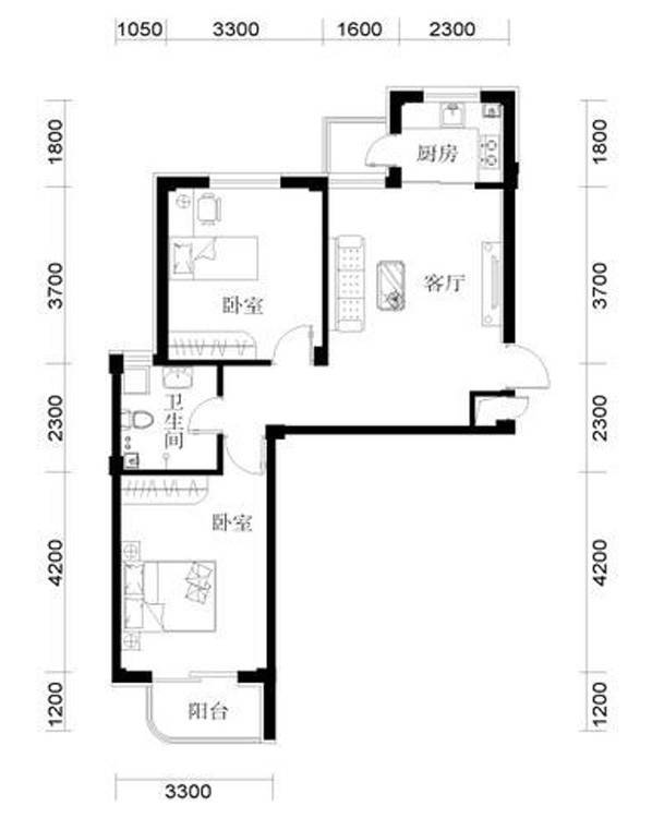 学府尚居普通住宅72.5㎡户型图