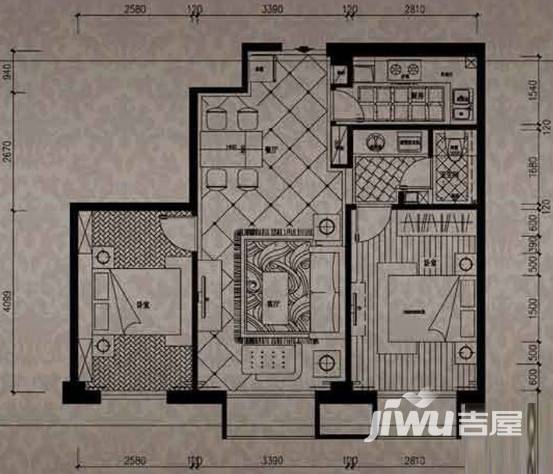 金丰大厦2室1厅1卫83.3㎡户型图