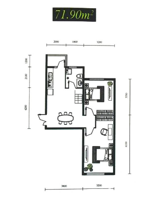 西郊闲庭普通住宅71.9㎡户型图