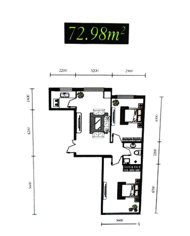 西郊闲庭普通住宅73㎡户型图