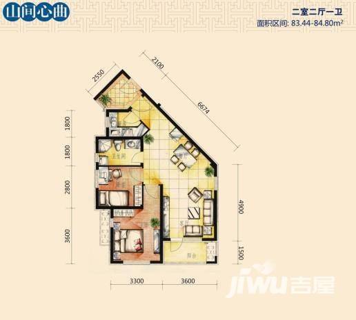 香海上峰普通住宅84.8㎡户型图