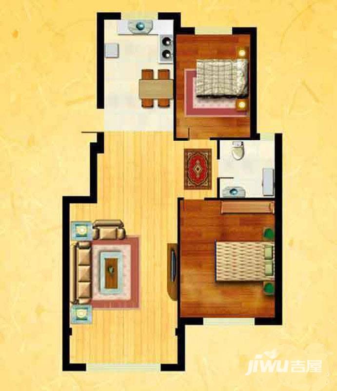 百合花园普通住宅100㎡户型图