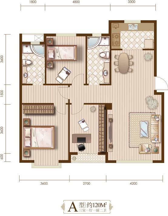 亚联翡翠春城普通住宅120㎡户型图