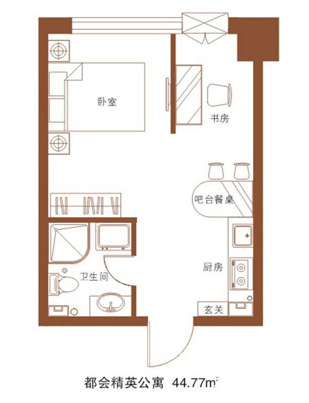 香榭里中心普通住宅44.8㎡户型图