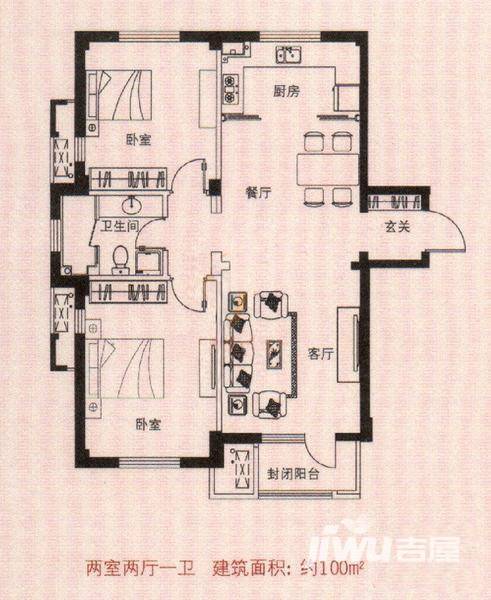 梧桐院普通住宅100㎡户型图