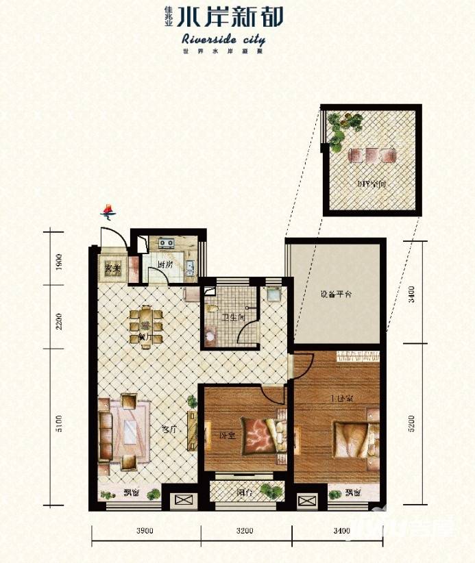 佳兆业水岸新都普通住宅93.6㎡户型图