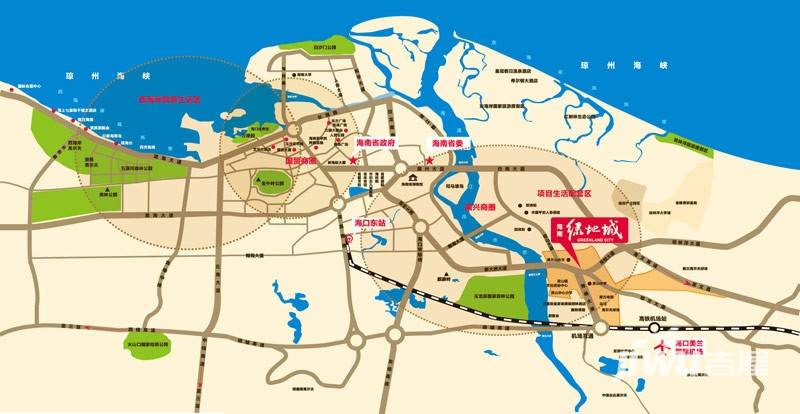 海南绿地城商铺位置交通图