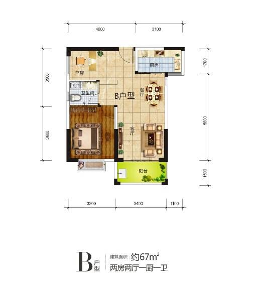 今典花园普通住宅67㎡户型图