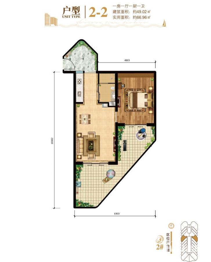 平海美龄湾普通住宅49㎡户型图