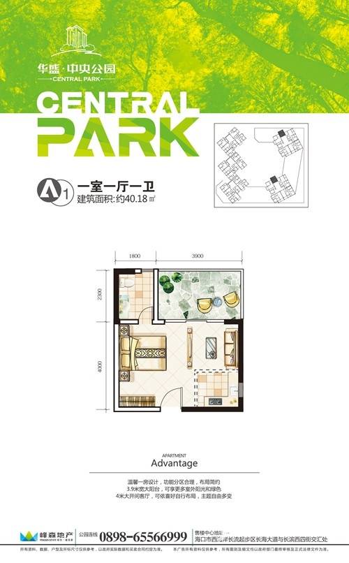 华盛中央公园普通住宅40.2㎡户型图