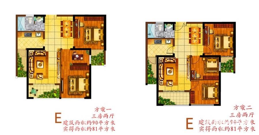 棕榈泉国际公馆二期普通住宅90㎡户型图