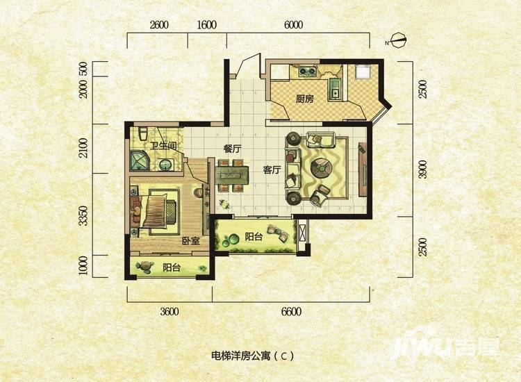 美兰高尔夫温泉别墅普通住宅72.9㎡户型图