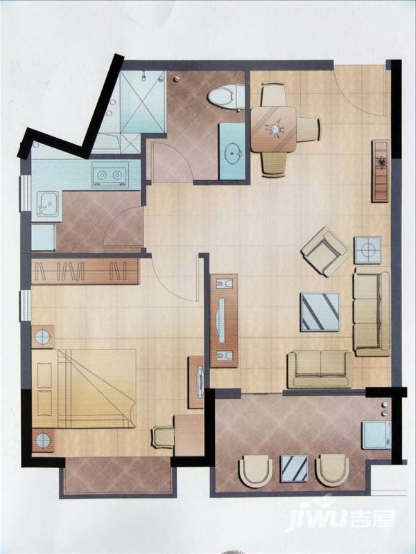 御景鸿世纪雅居普通住宅61.7㎡户型图