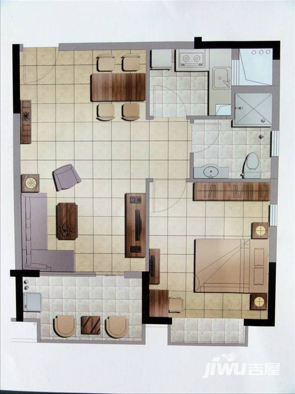 御景鸿世纪雅居普通住宅63.1㎡户型图