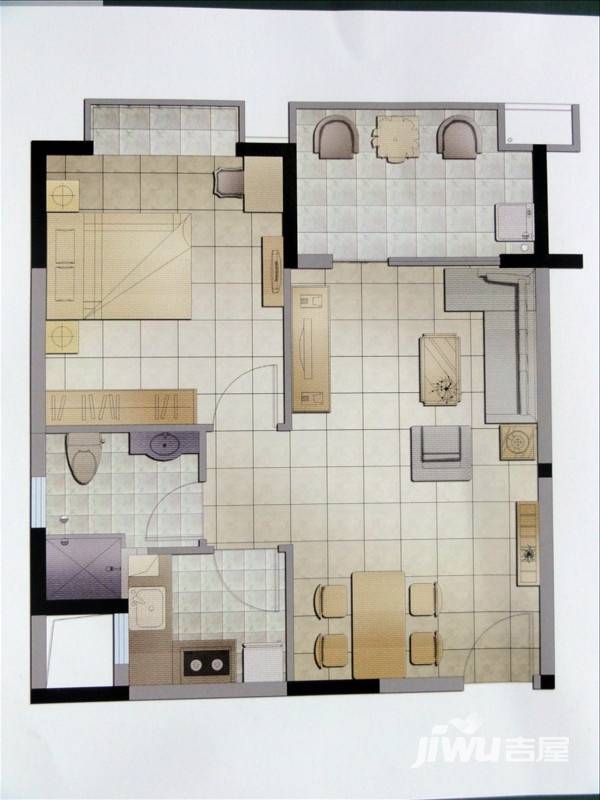 御景鸿世纪雅居普通住宅62.3㎡户型图