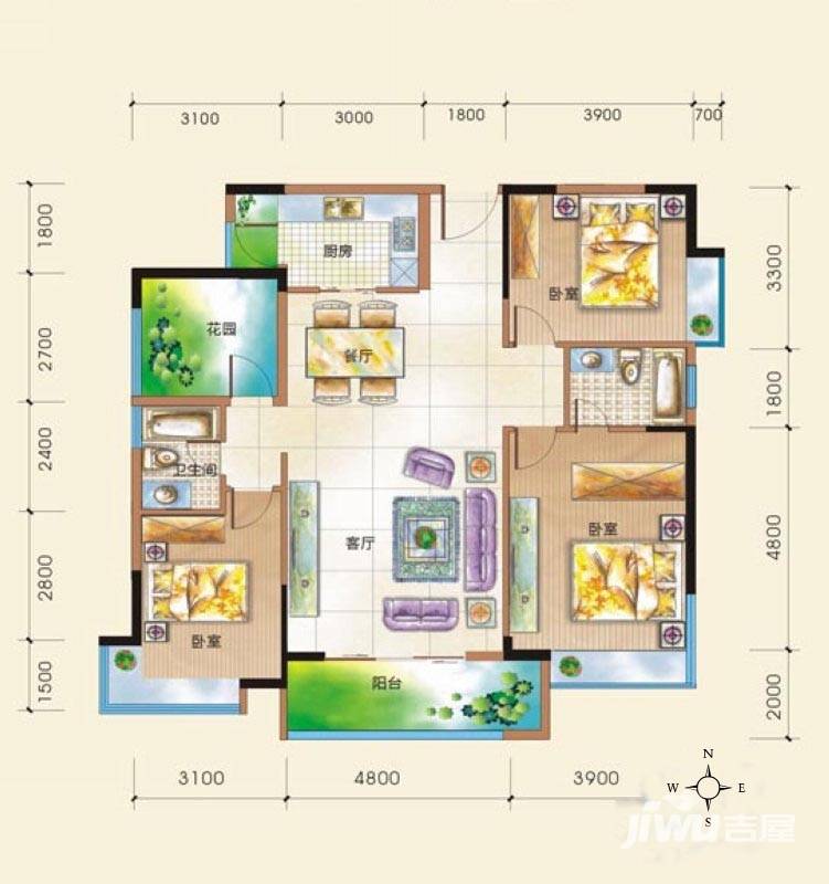 四季康城普通住宅99.8㎡户型图