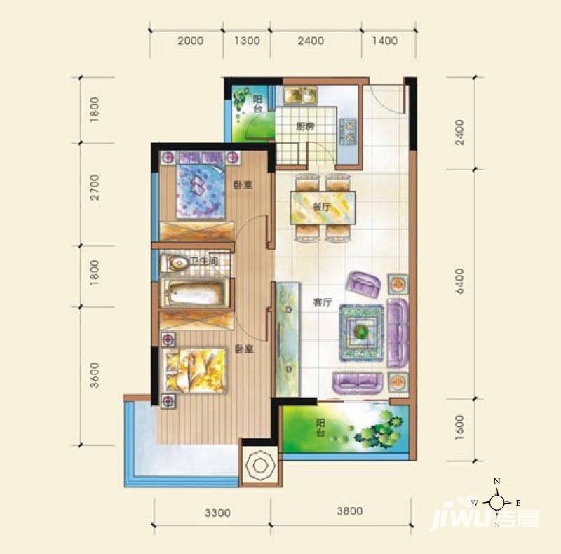 四季康城普通住宅76.2㎡户型图