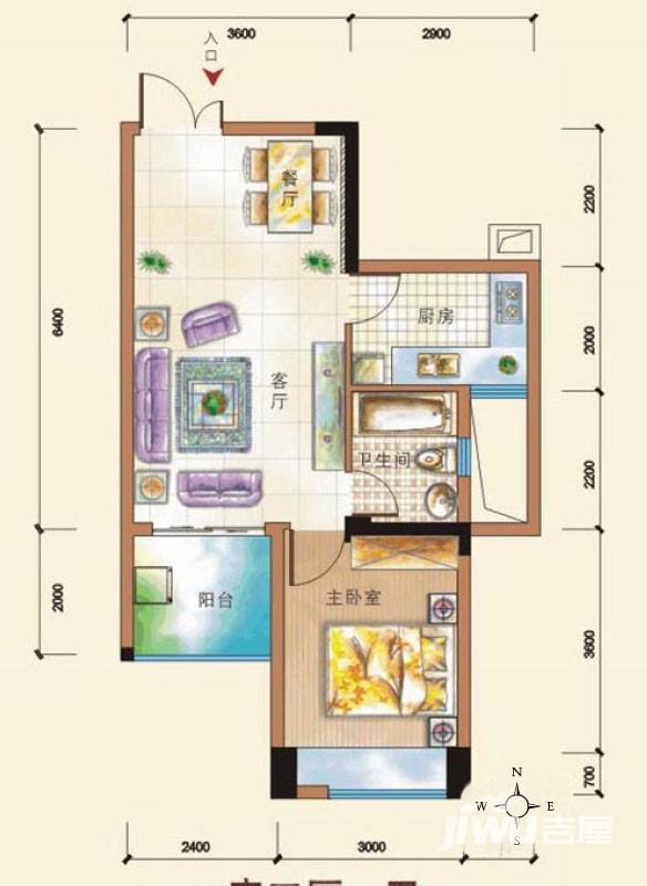 四季康城普通住宅55.2㎡户型图