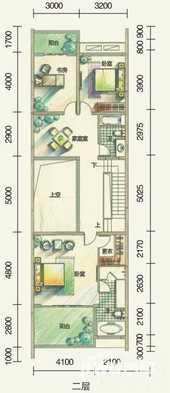 鲁能海蓝椰风5室3厅4卫户型图