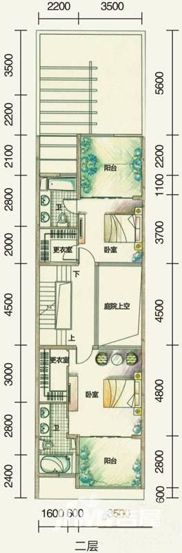 鲁能海蓝椰风4室2厅5卫户型图