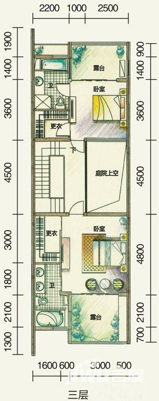 鲁能海蓝椰风4室2厅5卫户型图