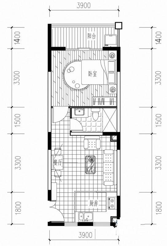 海涛花园普通住宅49.8㎡户型图