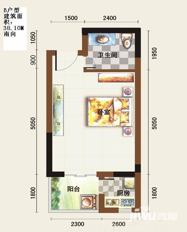 福临广场普通住宅38.1㎡户型图