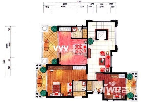 蔚蓝海岸3室1厅3卫户型图