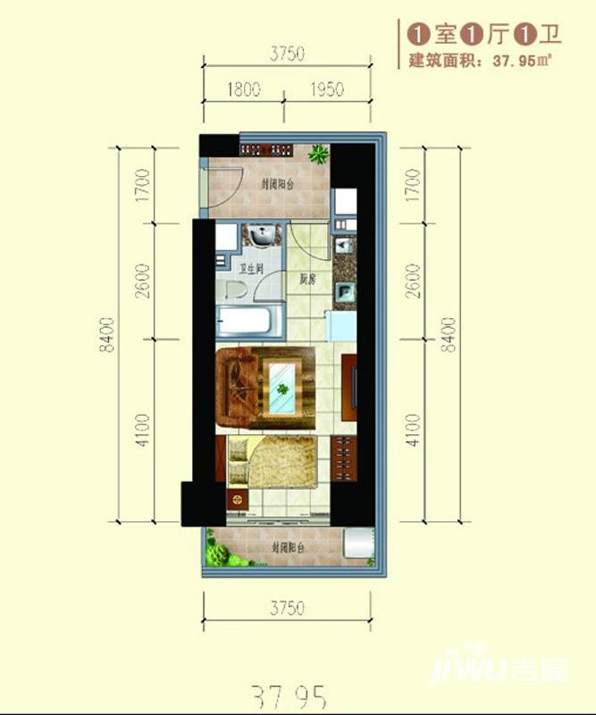 南国海立方普通住宅37㎡户型图