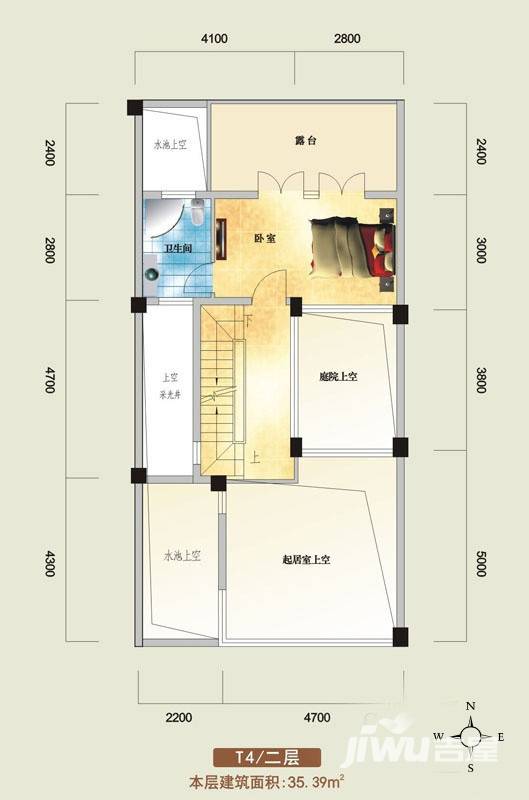 鸿洲江山1室1厅1卫35.4㎡户型图