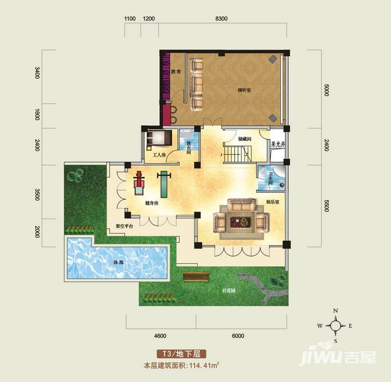 鸿洲江山普通住宅114.4㎡户型图