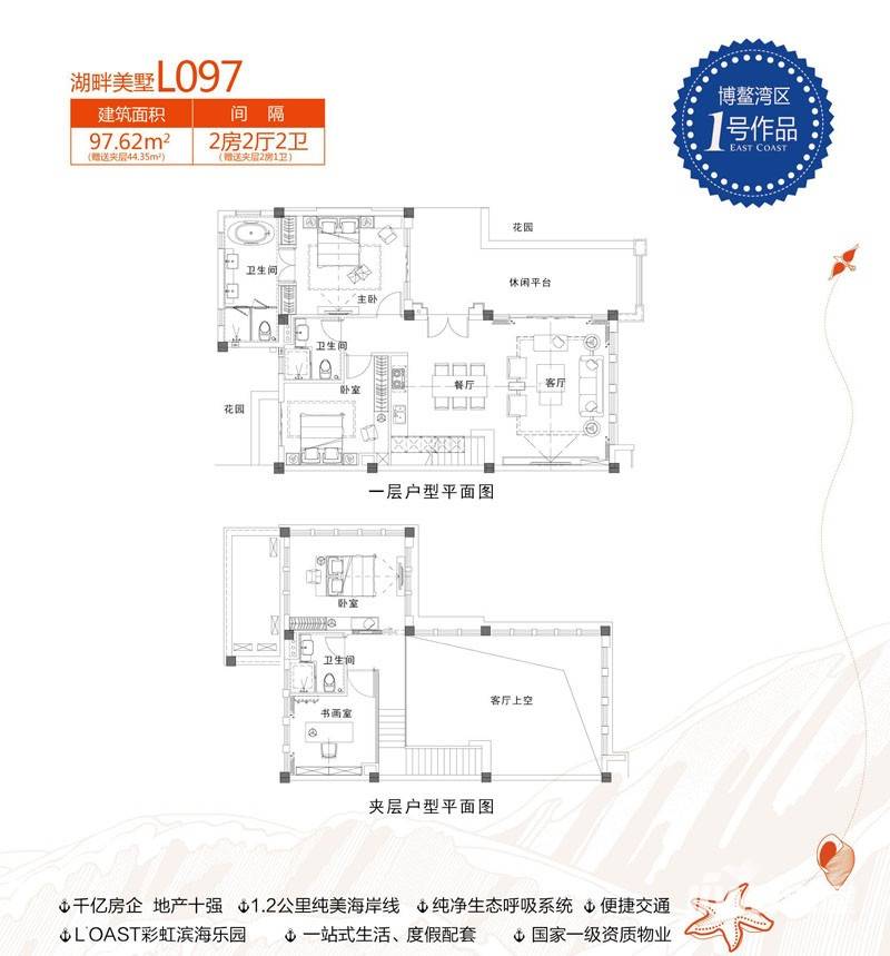 碧桂园东海岸2室2厅1卫97.6㎡户型图